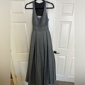 Silver glitter and black ball gown